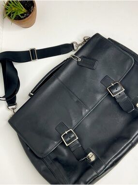 Coach Black Leather Messenger Bag Men’s Briefcase Satchel